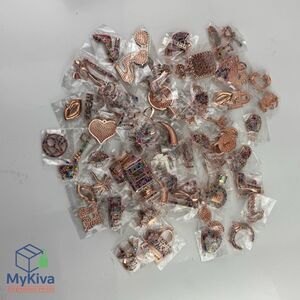 Pendants assorted plated enamel rhinestone charms rose gold multicolor 50 pcs